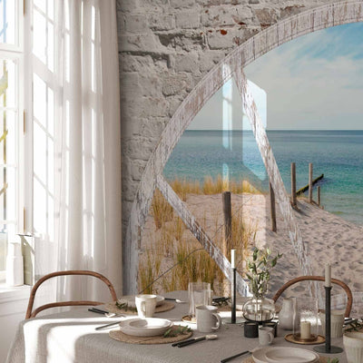 Fototapetai - Vaizdas pro langą - peizažas su jūra ir paplūdimiu su akmenine arka, 62448 G-ART