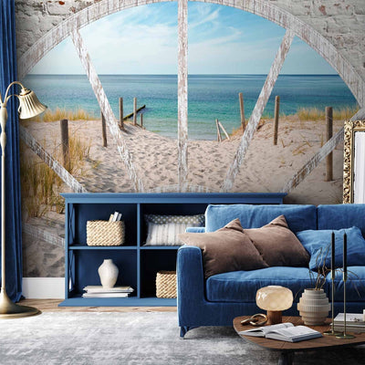 Фотообои - Вид из окна - пейзаж с морем и пляжем с каменной аркой, 62448 G-ART