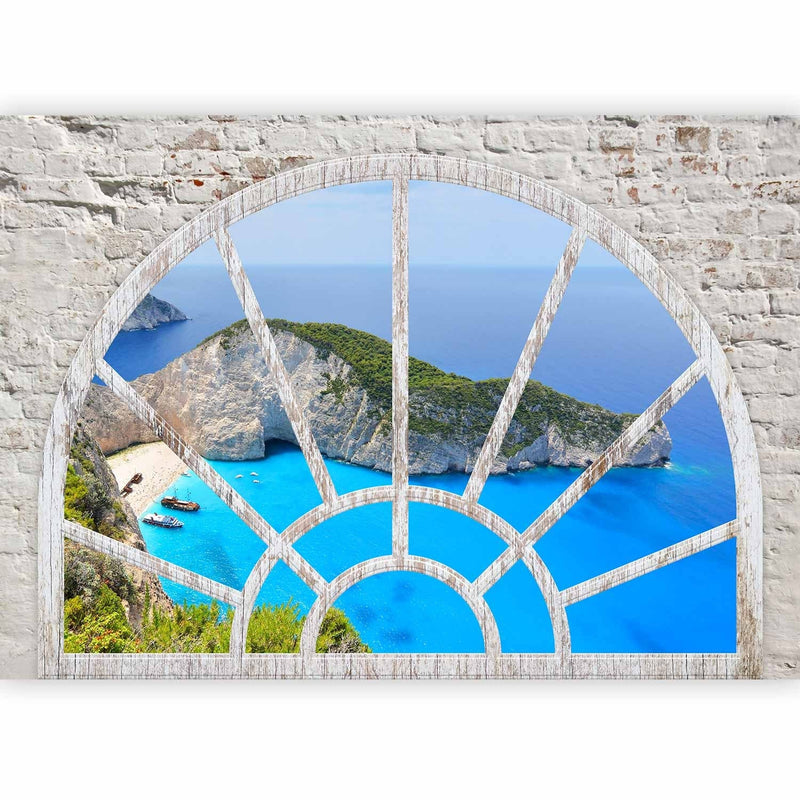 Fototapetai - Vaizdas pro langą į salą ir uolėtą įlanką, 62447 G-ART