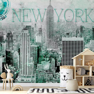 Wall Murals with New York in Emerald from a bird's eye view, 61528 G-ART