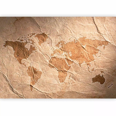 Wall Murals - World map on old parchment base, sand color G-ART