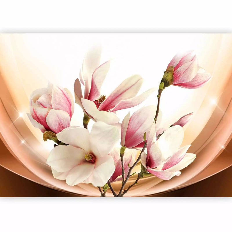 Wall Murals with magnolia flowers in cream - gloss, 63892 - price G -art