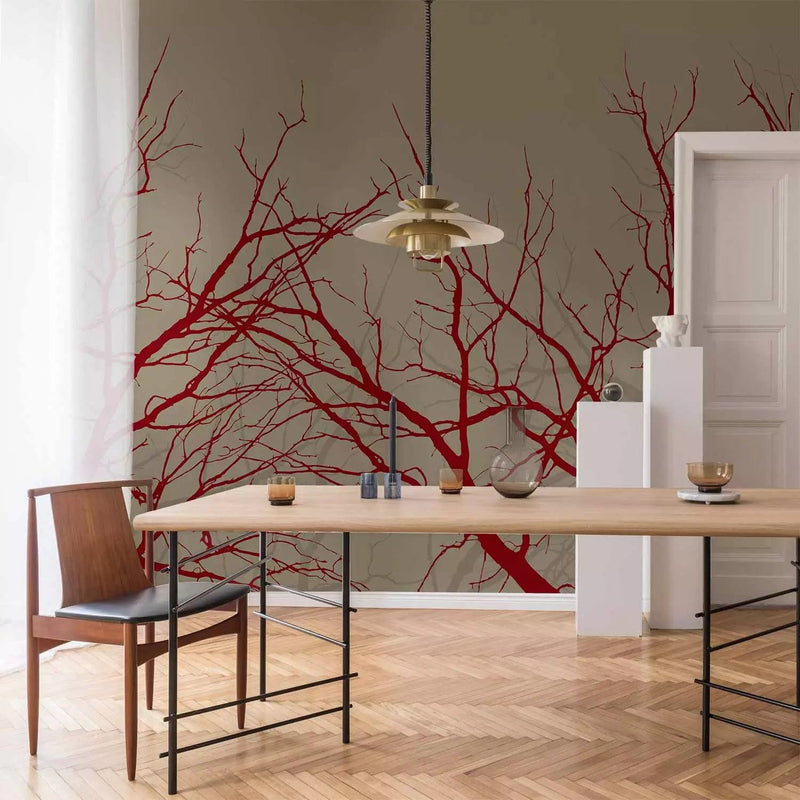 Wall Murals with bright tree branches on a pale background - 60432 G-ART