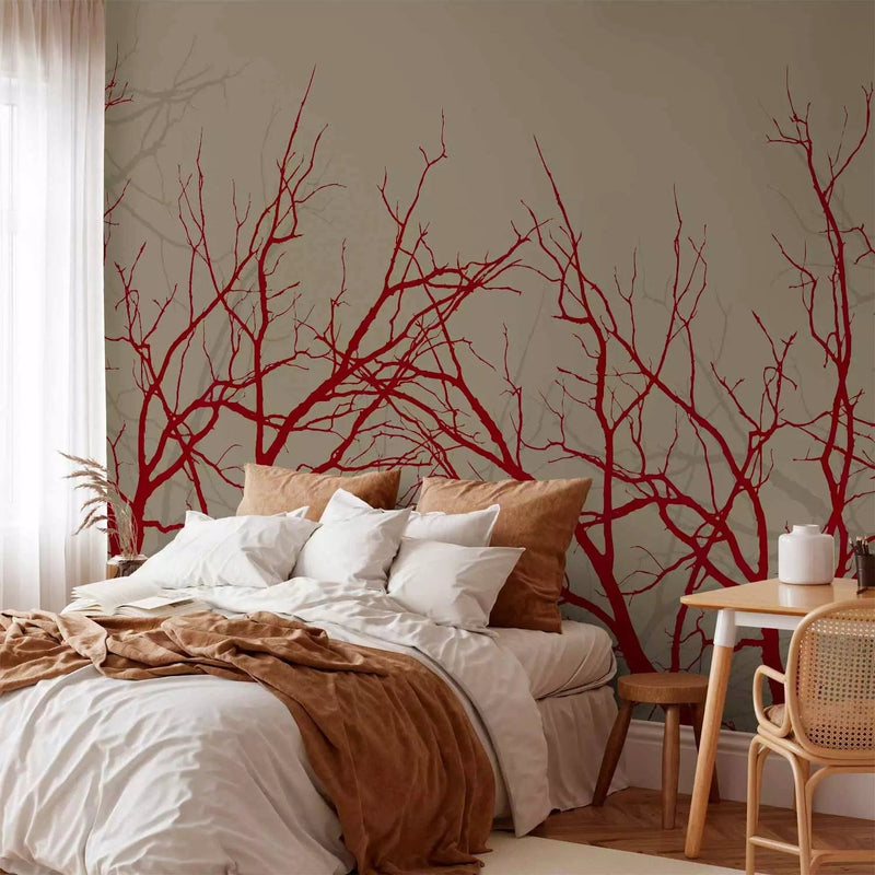 Wall Murals with bright tree branches on a pale background - 60432 G-ART