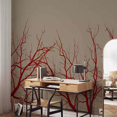 Wall Murals with bright tree branches on a pale background - 60432 G-ART