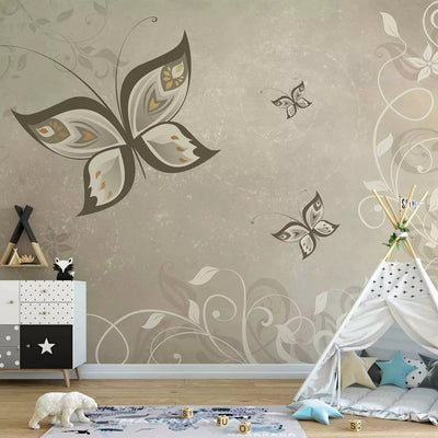 Wall Murals for children's room in beige color - Butterfly wings, 61299G-ART