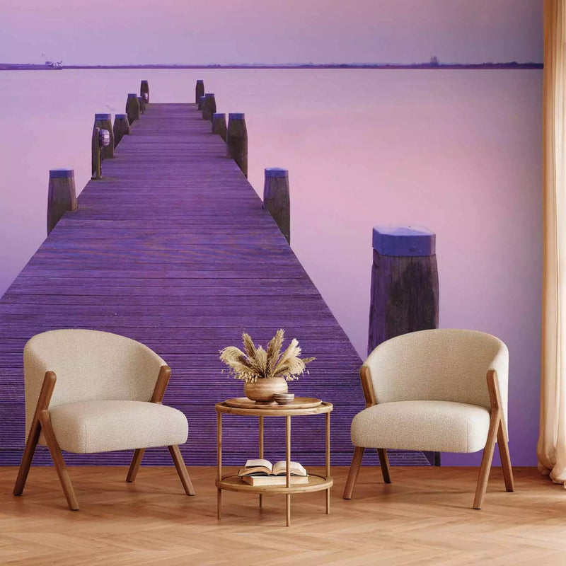 Wall Murals - Bridge by the lake in a purple sunset - 60252 G-ART