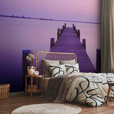 Wall Murals - Bridge by the lake in a purple sunset - 60252 G-ART