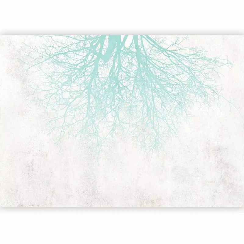 Wall Murals - turquoise branches on a light background with gentle texture G-art