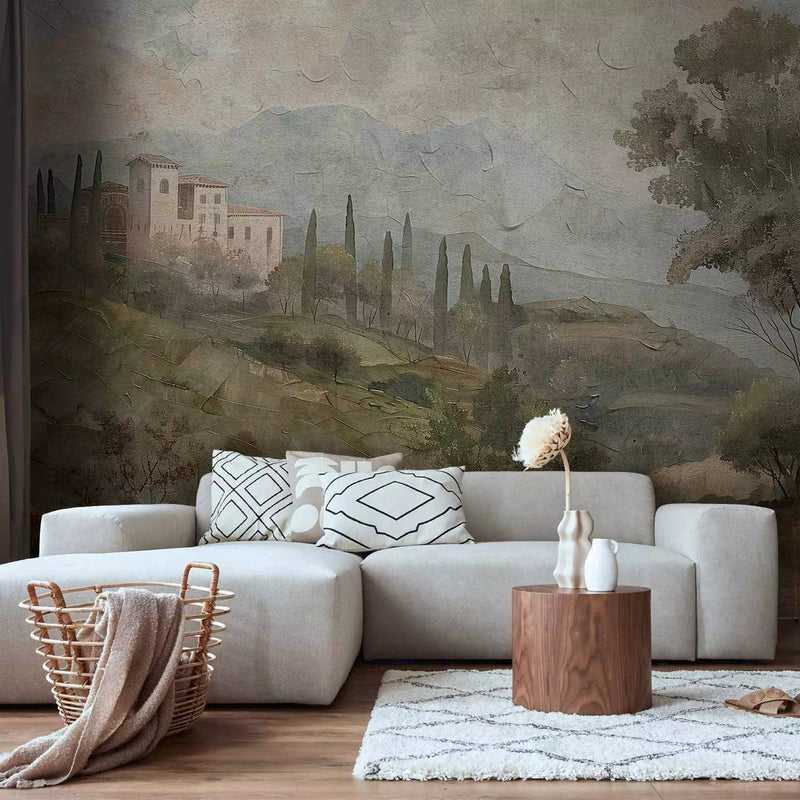 Wall Murals - Tuscan villa - picturesque landscape with cypress trees, 161093 G-ART