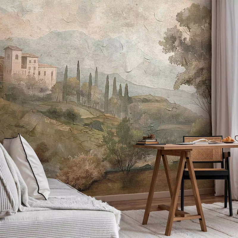 Wall Murals - Tuscan villa - picturesque landscape with cypress trees, 161093 G-ART