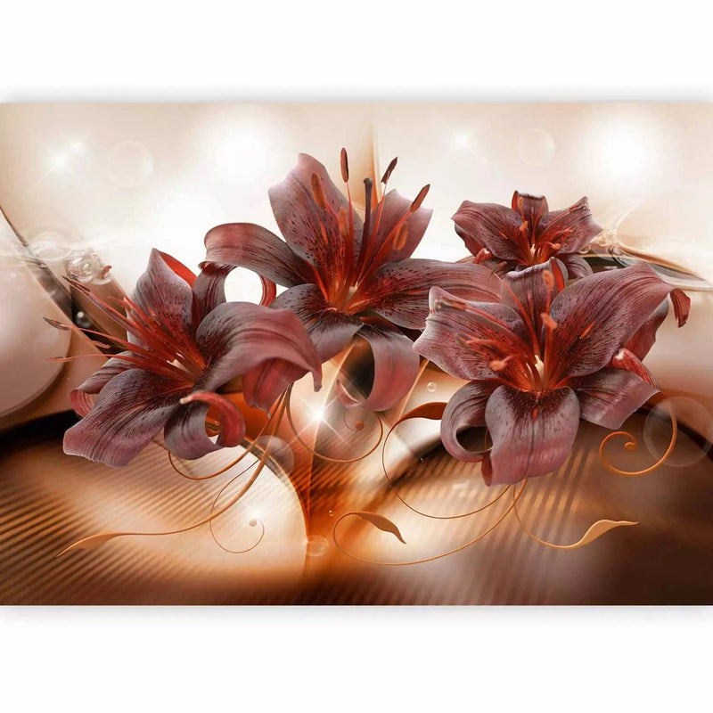 Wall Murals - Fiery lilies on a glittering background, 64178G-ART