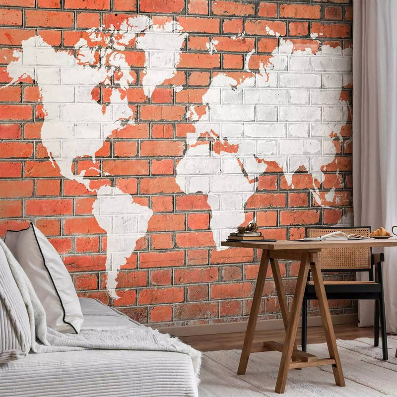 Wall Murals - industrial style card on brick background G-ART