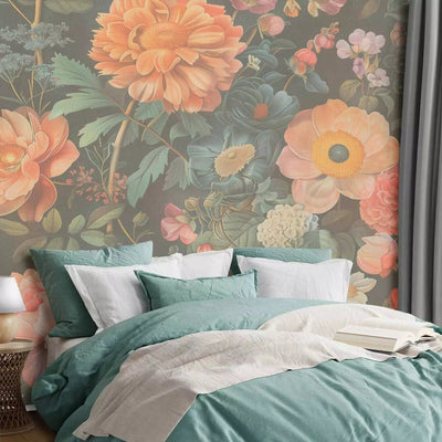 Wall Murals - elegant floral illustration on a dark background, 160786 G-ART