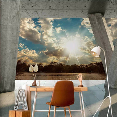 3D Wall Murals with a column view of the lake and sunset, 64867, buy G-Art