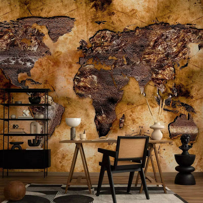 Wall Murals - Modern world map in brown color, 97071 G-ART