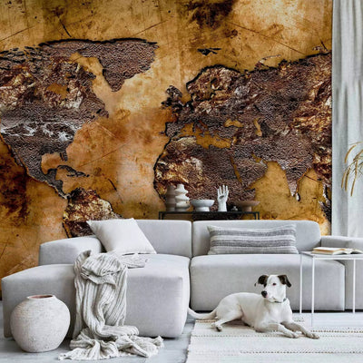 Wall Murals - Modern world map in brown color, 97071 G-ART