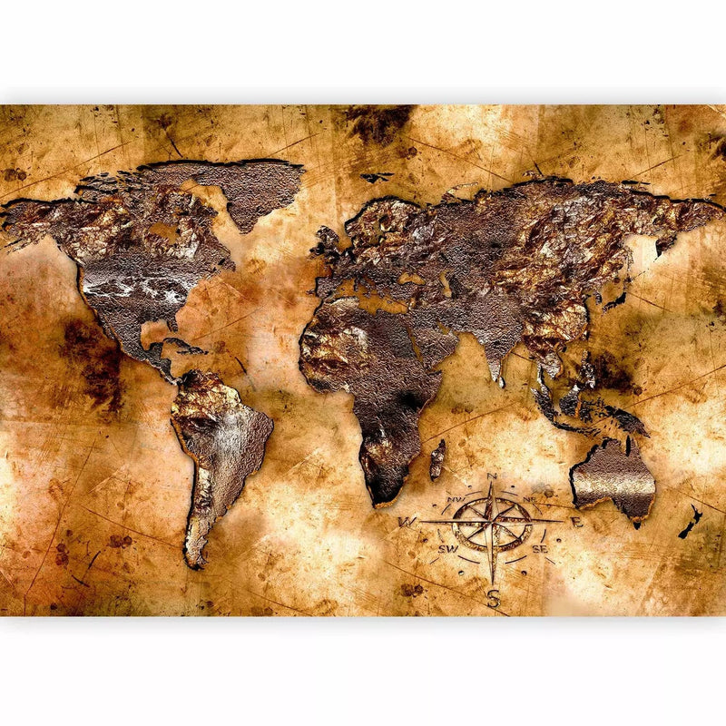 Wall Murals - Modern world map in brown color, 97071 G-ART