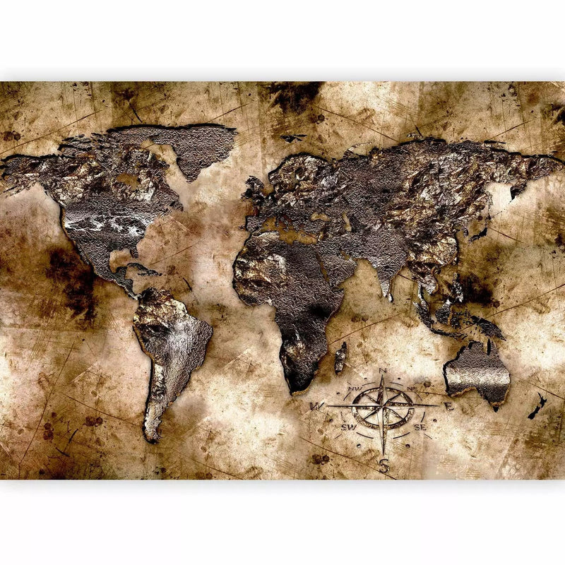 Wall Murals - Old vintage world map in brown tones, 97070G-ART