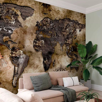 Wall Murals - Old vintage world map in brown tones, 97070G-ART