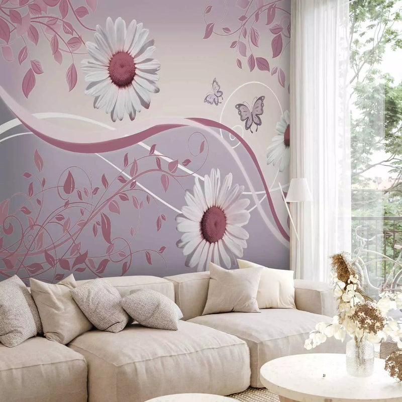 Wall Murals - Purple wallpapers with daisy, 60844 - Buy G -Art