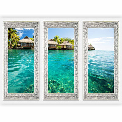 Fototapetai - Vieniša sala - peizažas su ramia jūra ir palmėmis, 61687 G-ART