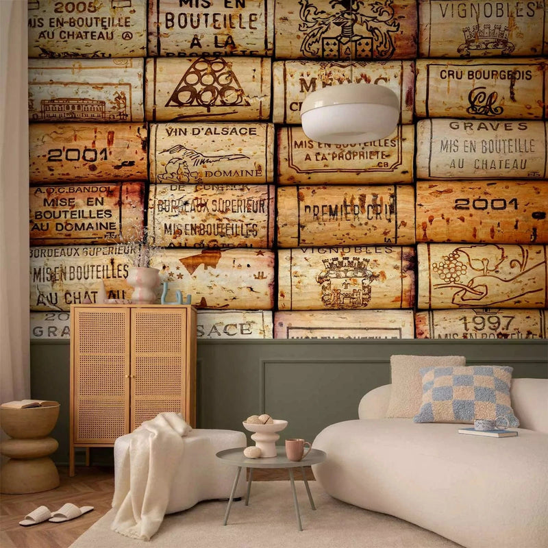 Wall Murals - wine cork composition with inscriptions in French G-ART