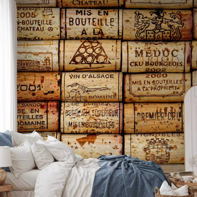 Wall Murals - wine cork composition with inscriptions in French G-ART