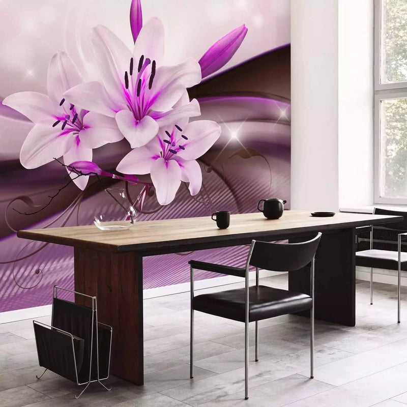 Wall Murals with a beautiful flower arrangement in intense purple shades G-ART