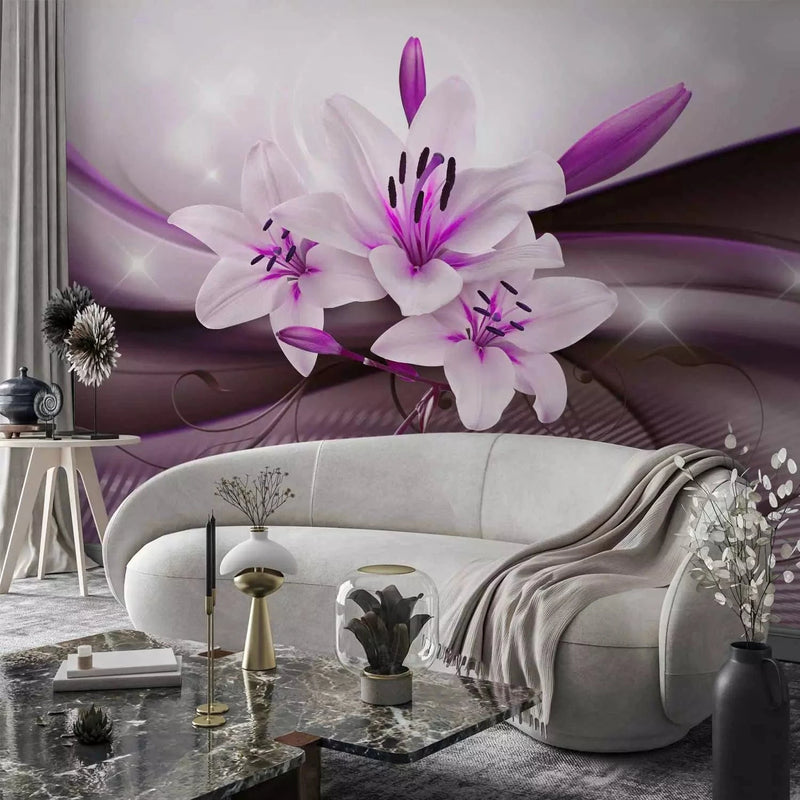 Wall Murals with a beautiful flower arrangement in intense purple shades G-ART