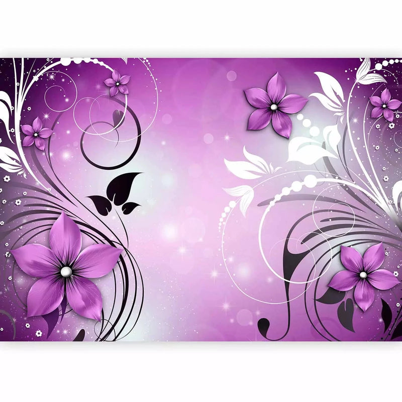 Wall Murals - Purple stylized flowers in the interior of the room, 97267 G-ART