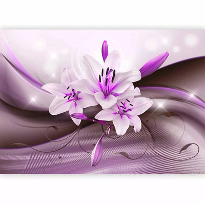 Wall Murals - Purple lily composition with a delicate wave pattern G-ART