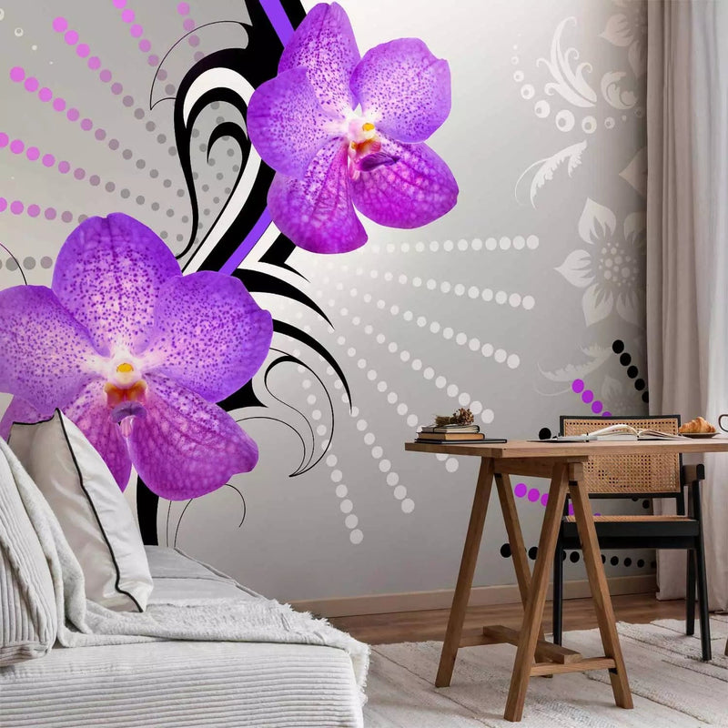 Fototapetai - Violetinės orchidėjos abstrakčiame fone - 97330G-ART