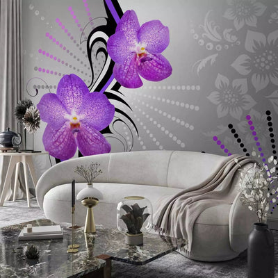 Wall Murals - Purple orchids on an abstract background - 97330G-ART