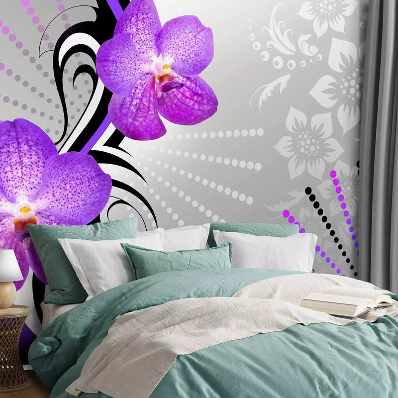 Wall Murals - Purple orchids on an abstract background - 97330G-ART