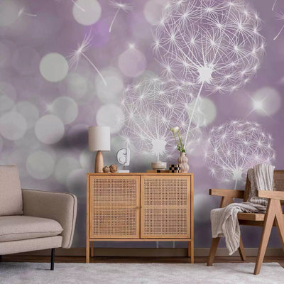 Wall Murals with dandelions - purple dandelions, 64617 g -art