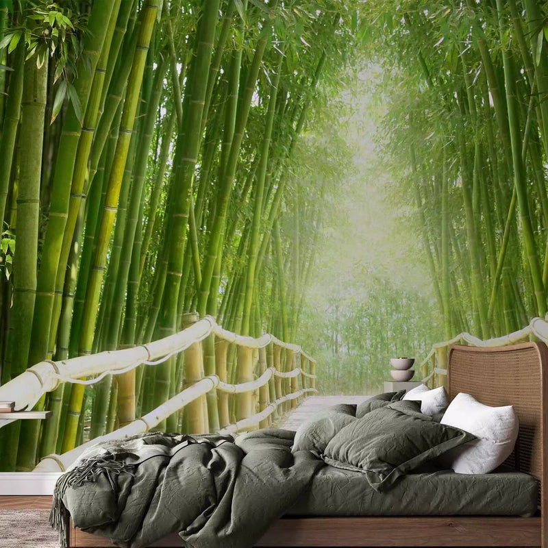 Wall Murals - fantasy of a Chinese bridge between green bamboos, 59777G-ART