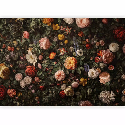 Wall Murals - rich composition of roses and other flowers on a dark background G-ART