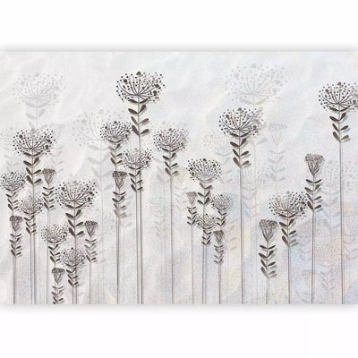 Wall Murals with stylized branches in shades of gray. Season: winter G-ART