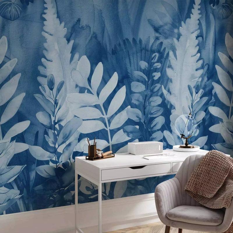 Wall Murals - Blue composition with fern leaves, 161120 - price G-ART