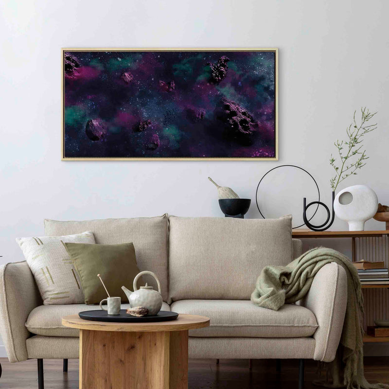 Glezna koka rāmī - Abstrakts kosmoss violetā krāsā G ART
