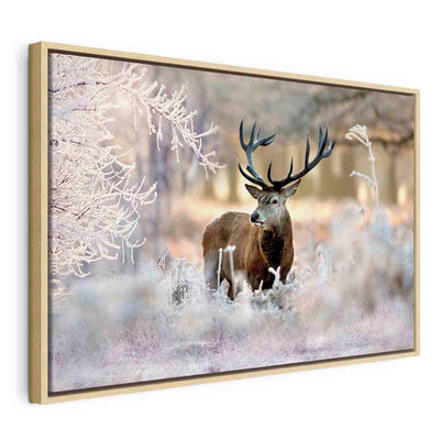Glezna koka rāmī ar dabu - Briedis ziemā G ART
