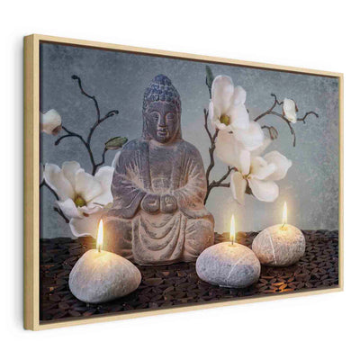 Glezna koka rāmī - Buda un akmeņi - Miers un klusums G ART