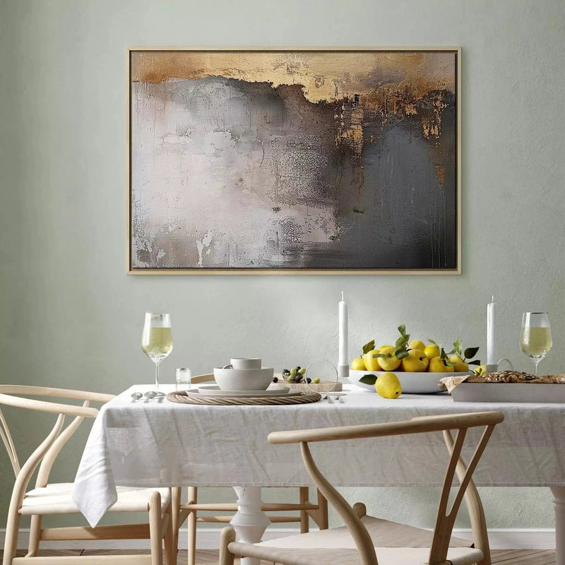 Painting in a wooden frame (natural color) - Abstraction - Metallic wall G ART