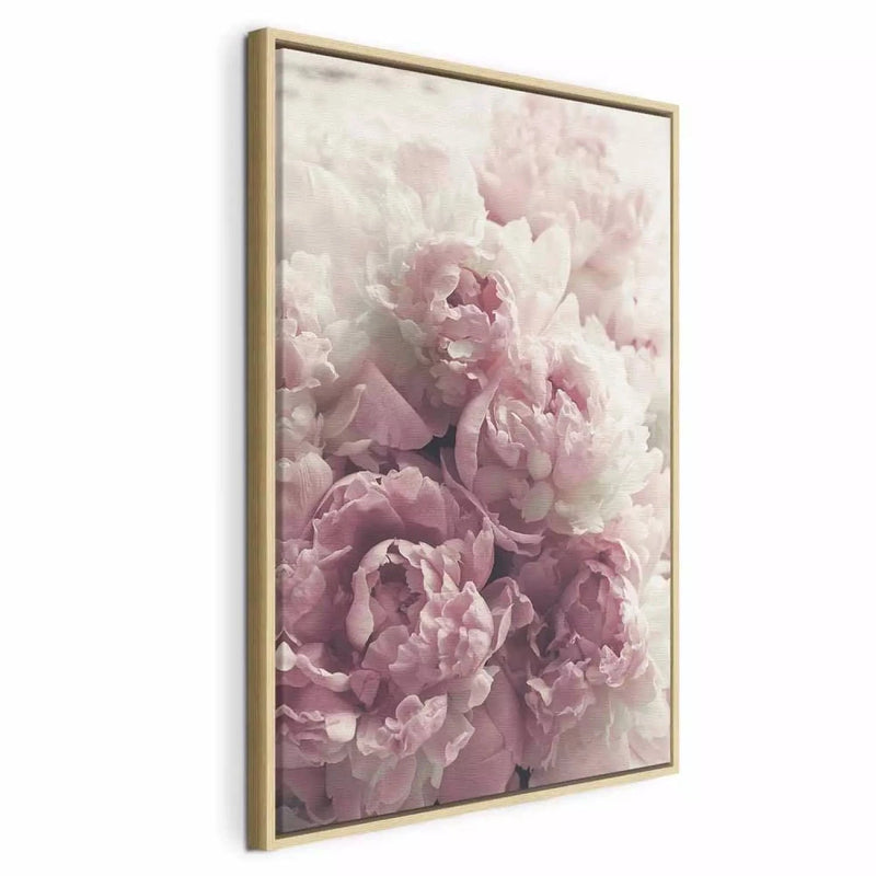 Painting in a black wooden frame - Delicate peonies - 125744, pink color G ART