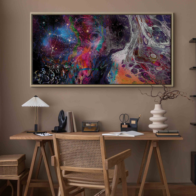 Картина в деревянной раме - Красочная галактика G ART