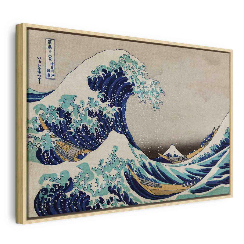 Картина в деревянной раме - Большая волна Канагавы G ART
