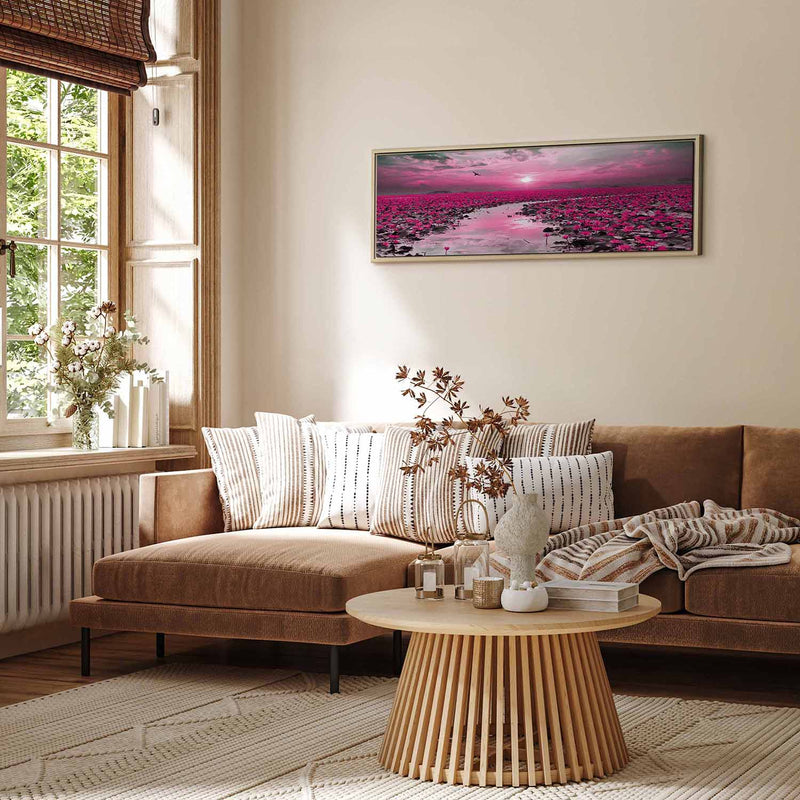 Картина в деревянной раме - Лилии и закат G ART
