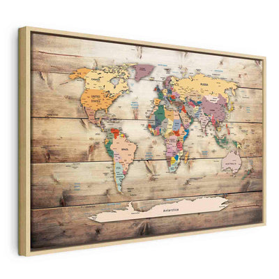Картина в деревянной раме - Карта мира: Красочные континенты G ART