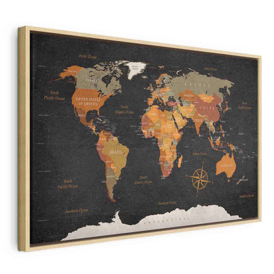 Glezna koka rāmī viesistabai - Pasaules karte: Zemes noslēpumi G ART